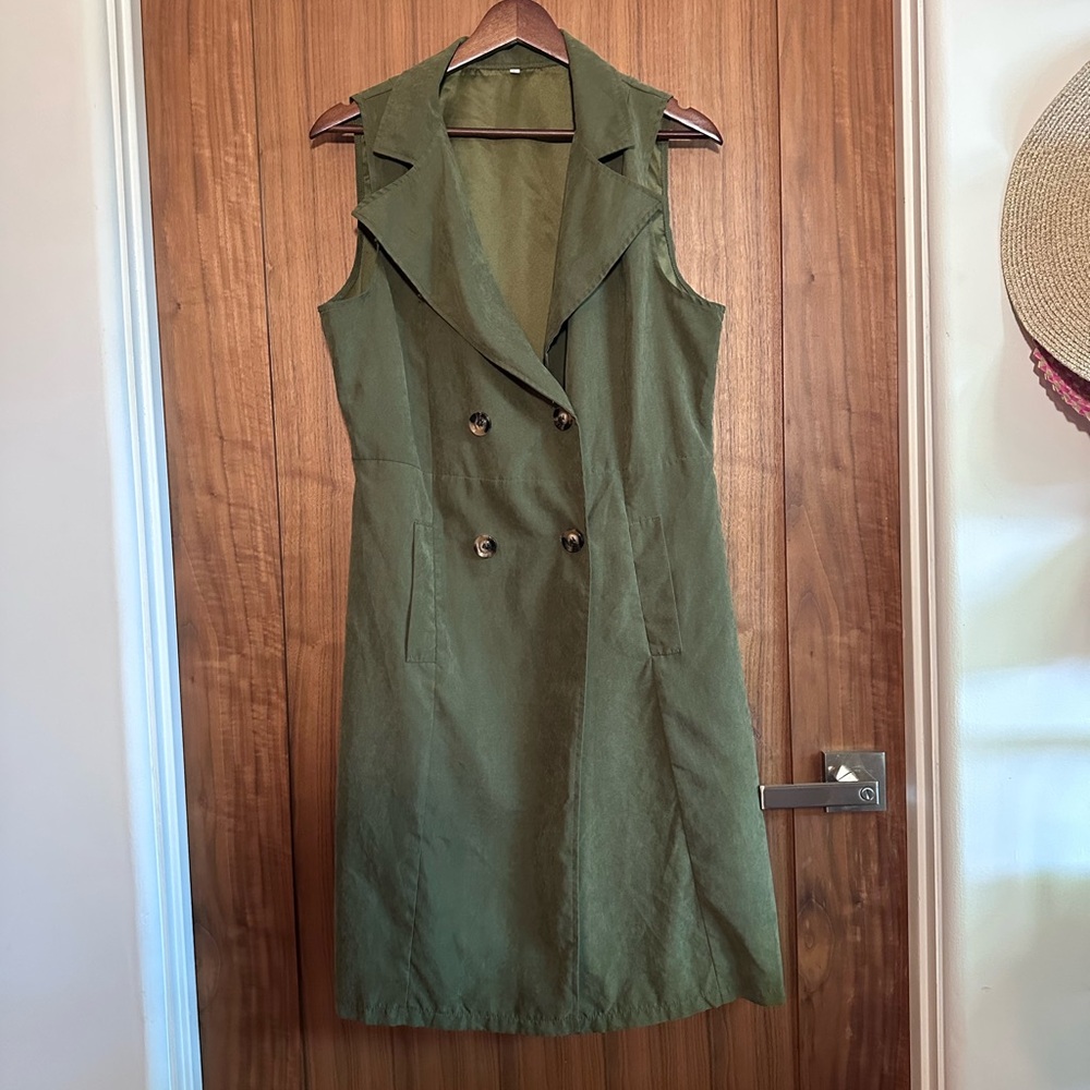 Olive Green Longline Vest Jacket